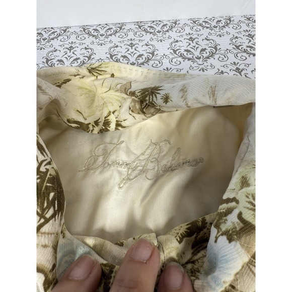 Tommy Bahama Shirt Mens Green Floral Button Hawaiian Size Large‎ Silk - Picture 2 of 7